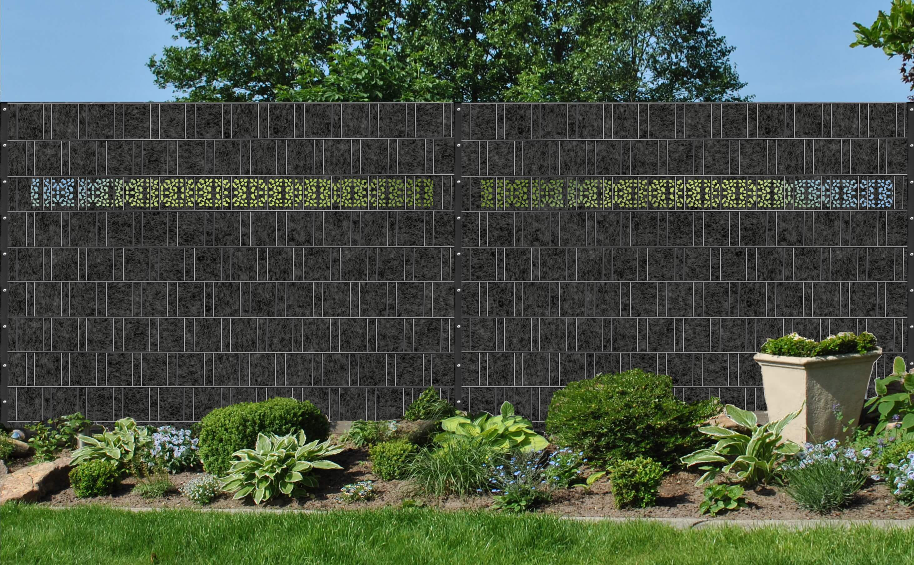 Hinterhof, Mauer, Topfpflanze, Gras, Garten