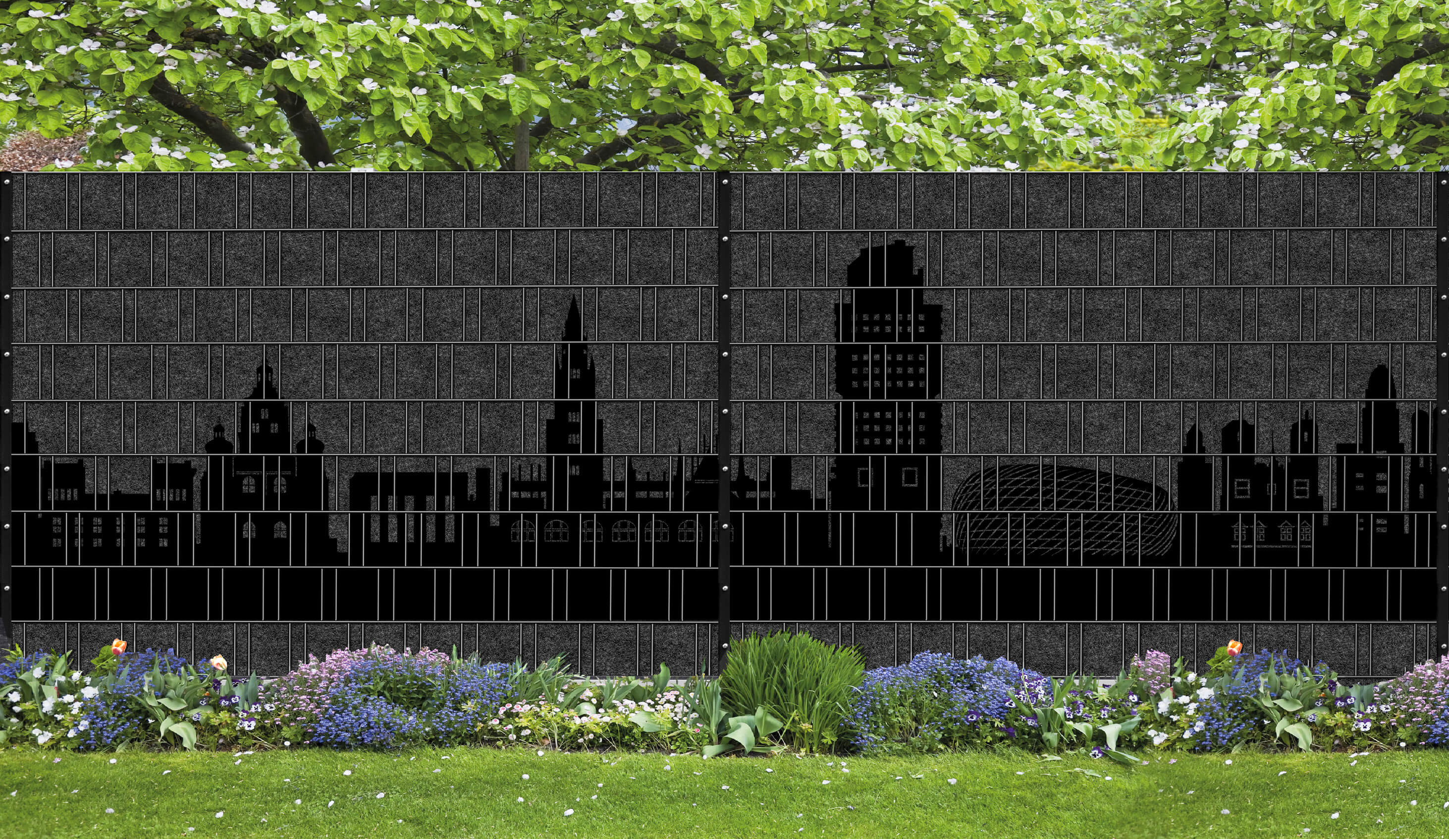 Mappingzaun-Muenchen München - Panorama XL Bedruckte Schutzelemente für Doppelstabmattenzaun