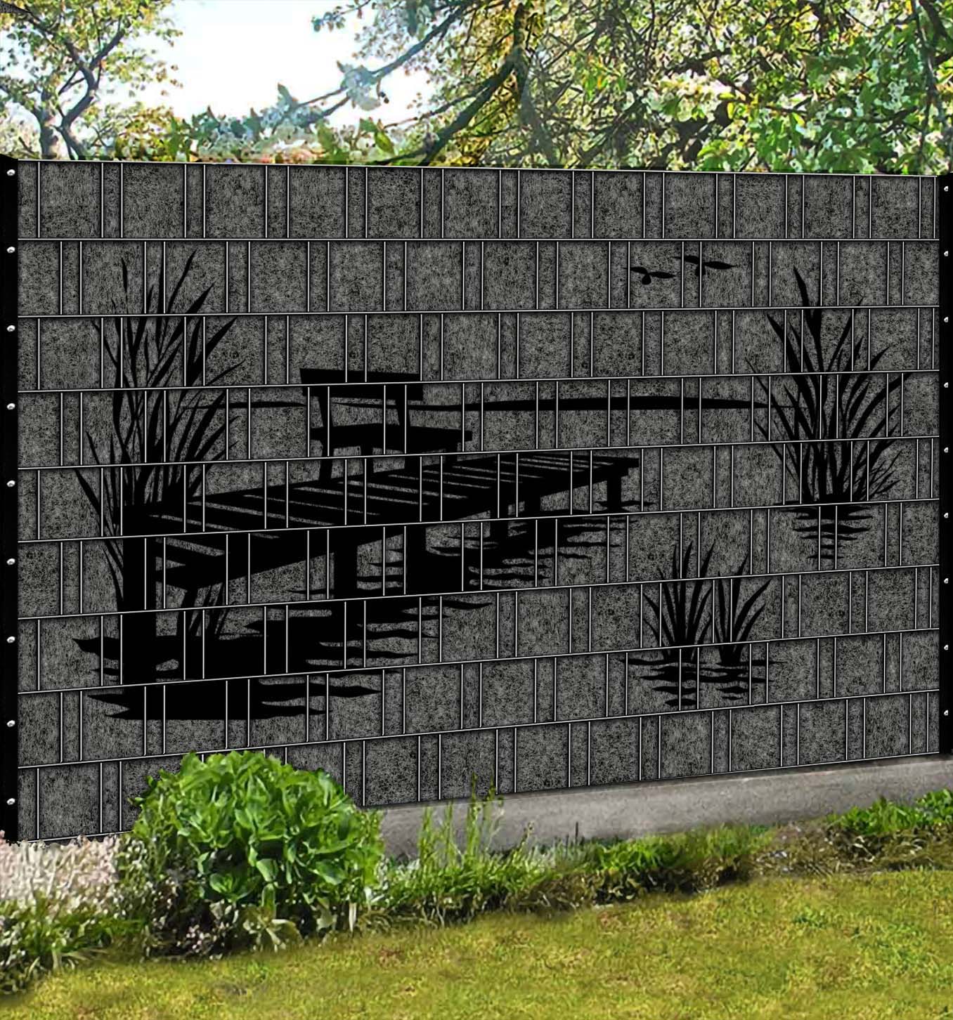 Zeitloser Sichtschutzzaun Grau-Melange