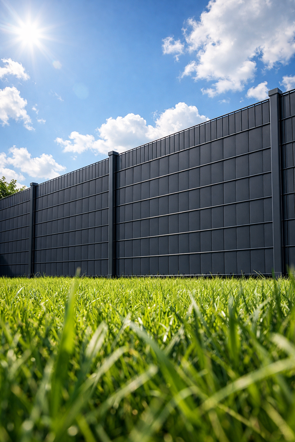Milano anthrazit Vlies Sichtschutzstreifen am Doppelstabmatt