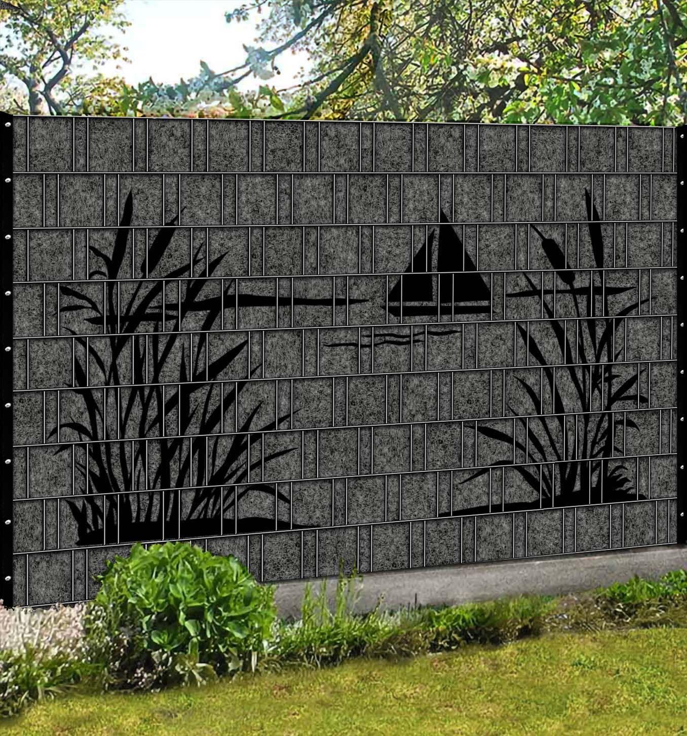 Moderner Sichtschutz Garten – Segelboot Florenz Grau Schwarz