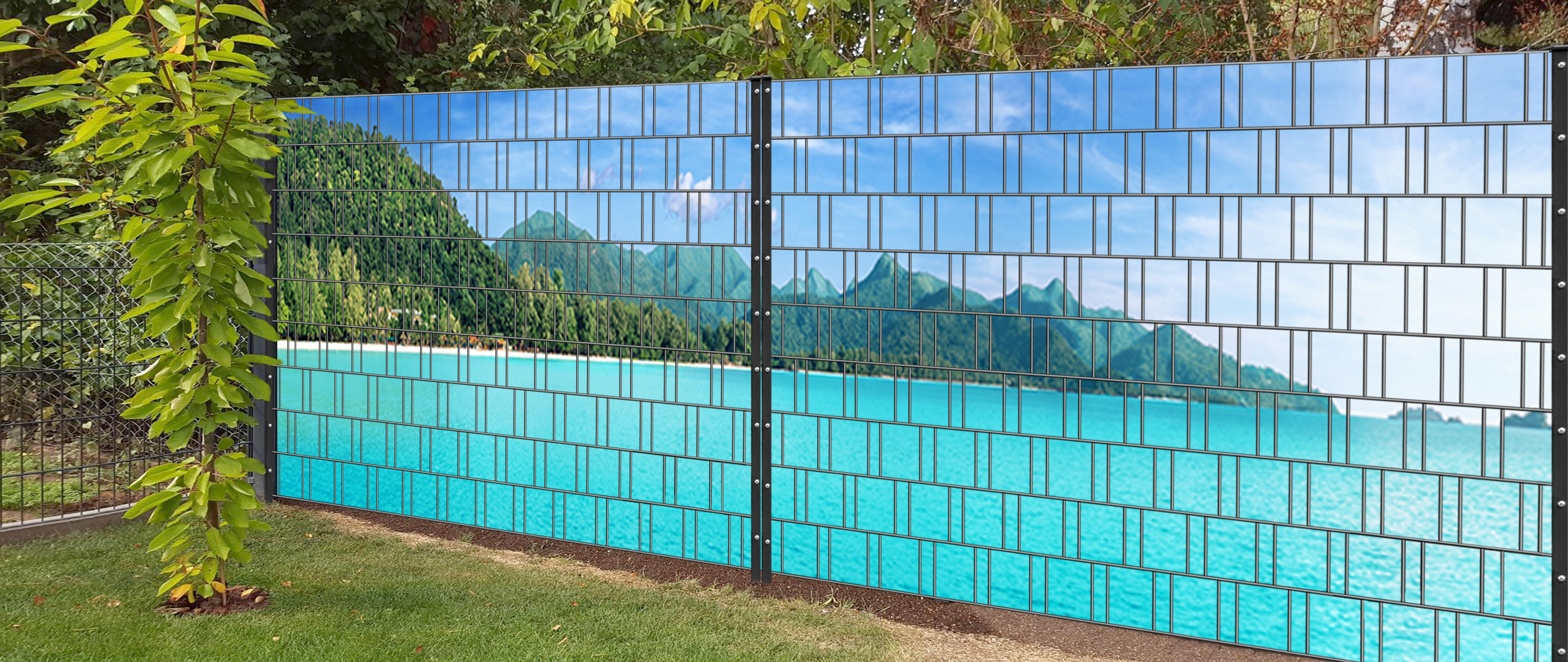 zaun, sichtschutz, gitterzaun, metallzaun, landschaft