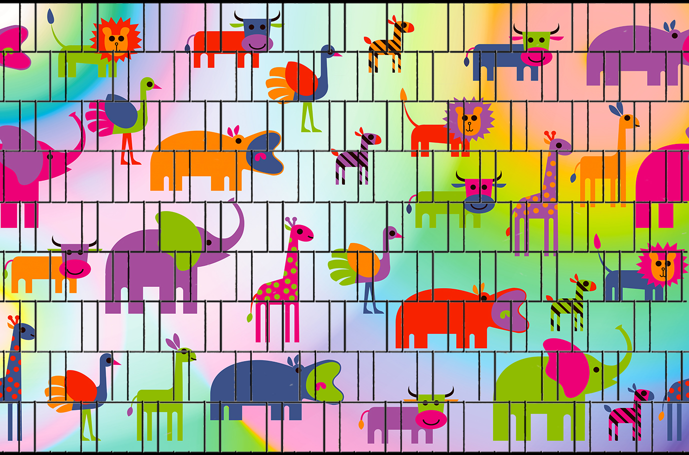 4260388391404_Tiere_Bedruckter_Zaun_Sichtschutz_Streifen_3 Tiere - Bedruckte Sichtschutzstreifen für Zäune Klemmschienen