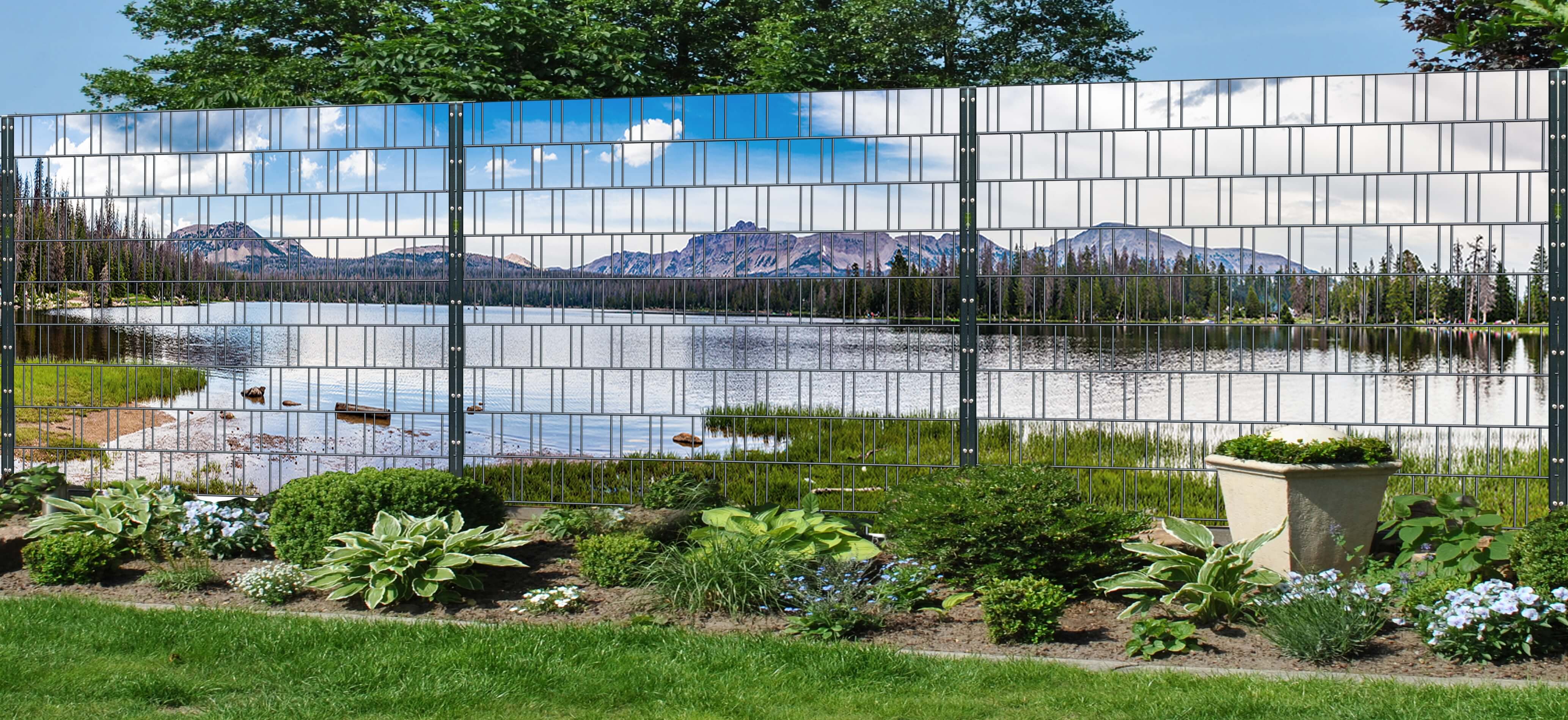 Bergsee - Panorama XXL Bedruckte Zaunlamellen für Doppelstabmattenzaun 