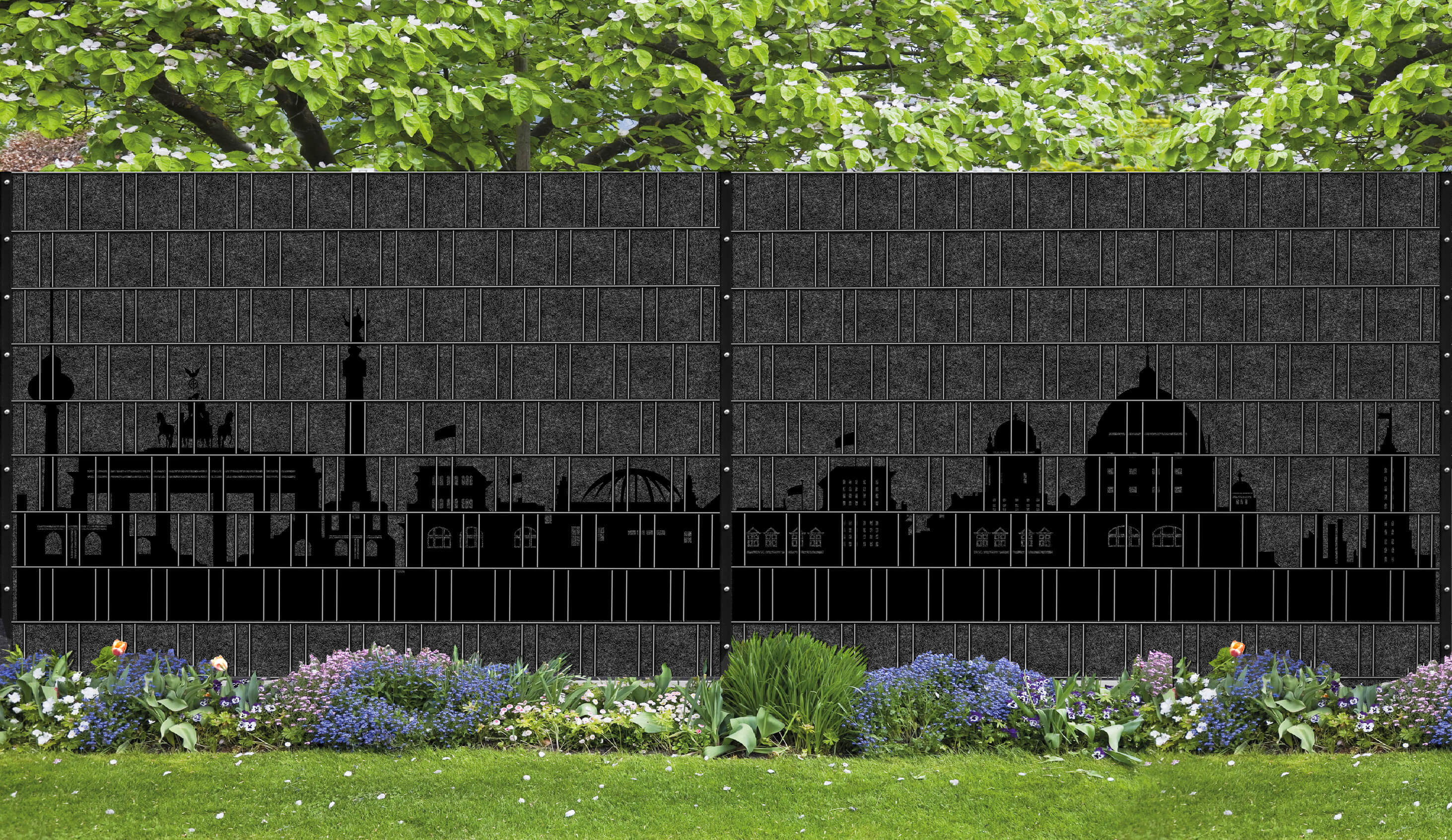 Mappingzaun-Berlin Berlin - Panorama XL Bedruckte Doppelstabmatten-Sichtschutz