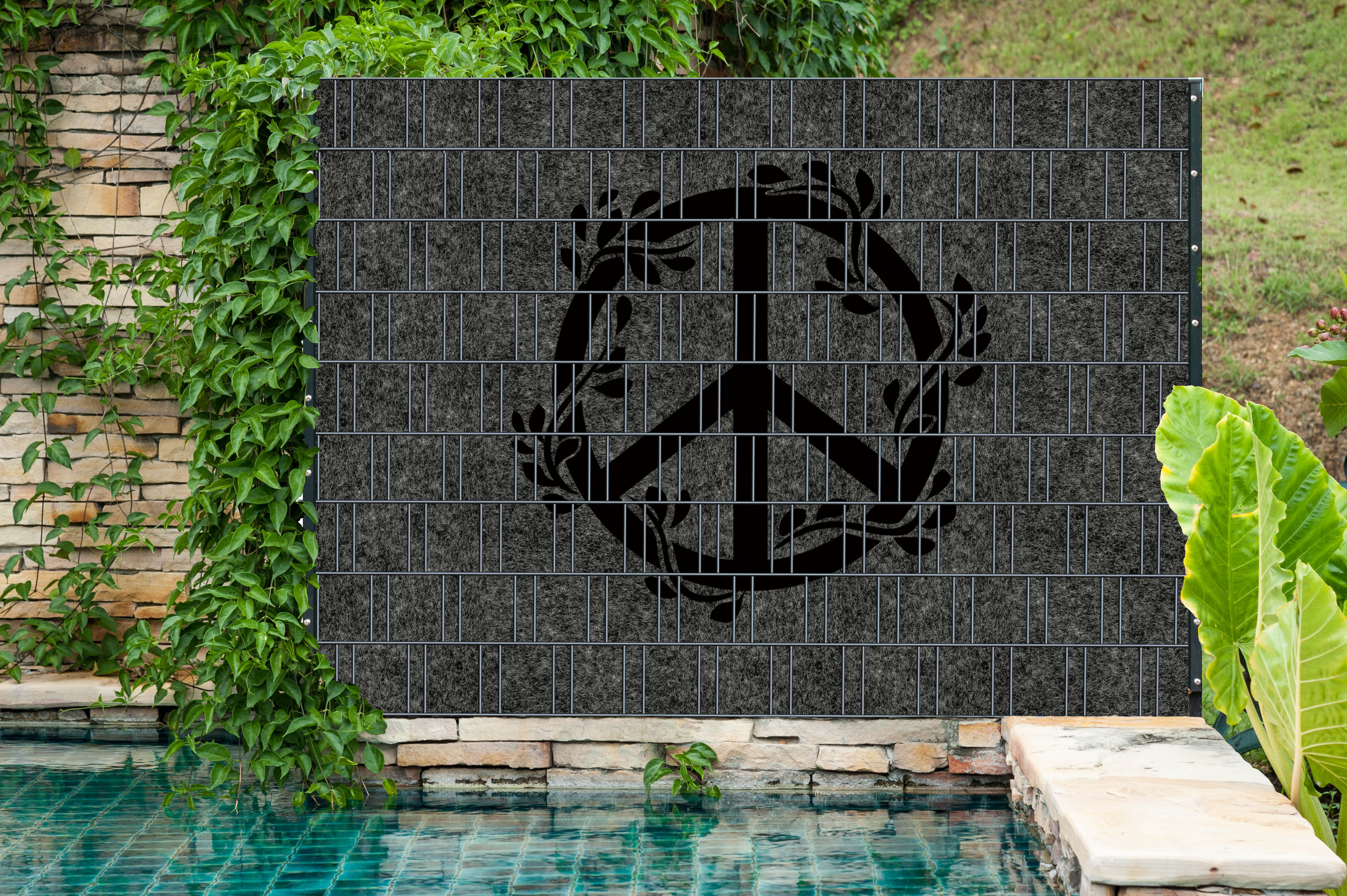 zaunsichtschutzstreifen-peace-melange-schwarzer-motivdruck