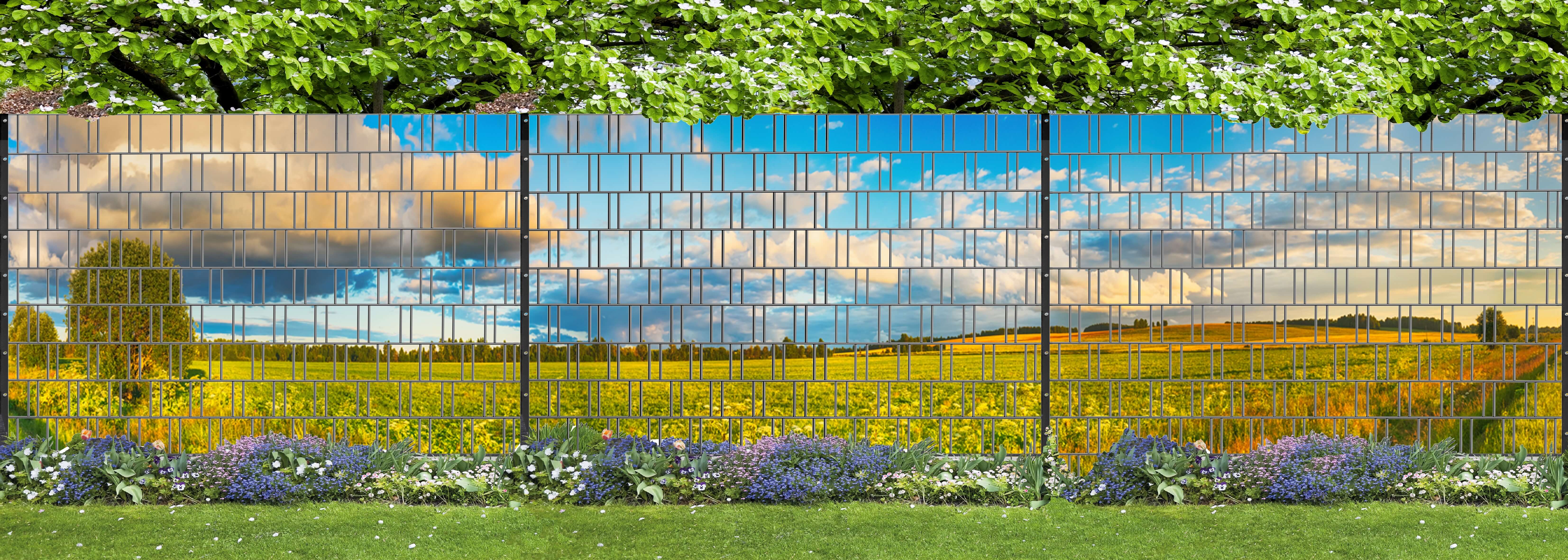 Wiese - Panorama XXL Zaunschutz bedruckt für Doppelstabmattenzaun Gras, Grünland, Natur, Garten, Park