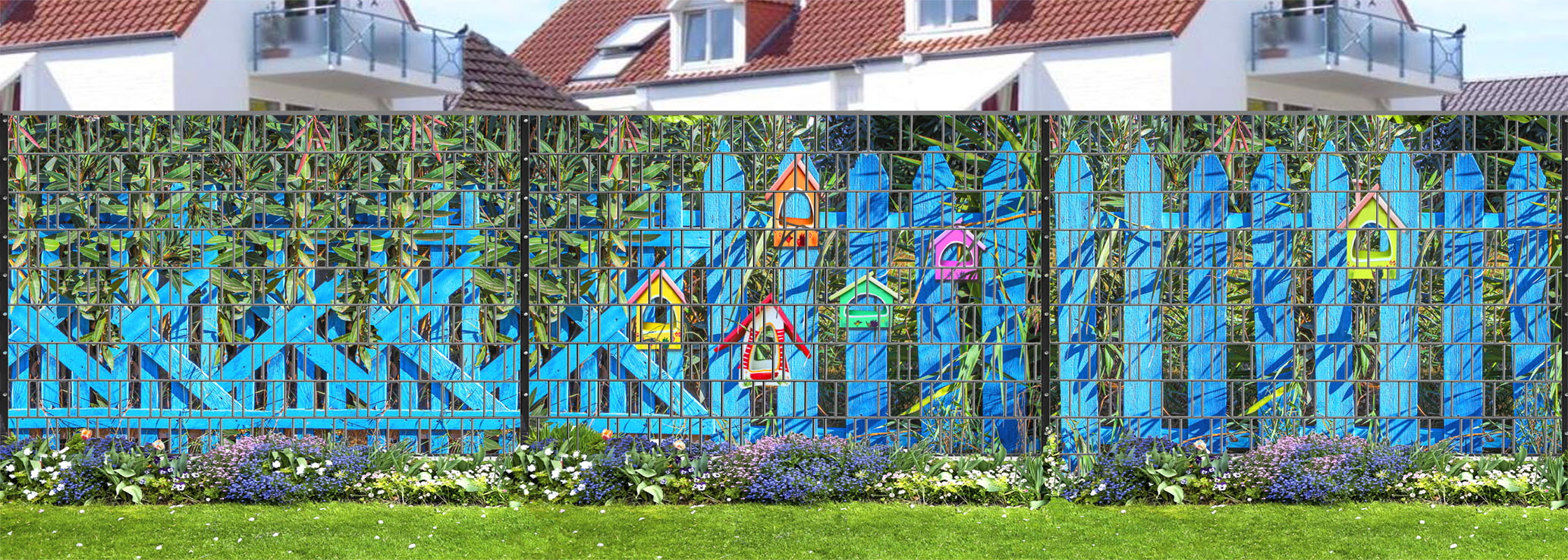 Vogelhaus - Panorama XXL Bedruckte Sichtschutzzäune Doppelstabmatten Vogelhaus - Panorama XXL Bedruckte Sichtschutzzäune Doppelstabmatten