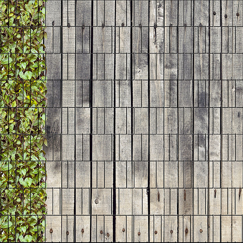 4260388391275_Holzwand_und_Kirschlorbeer_Bedruckter_Zaun_Sichtschutz_Streifen Holzwand & Kirschlorbeer - Bedruckter Sichtschutz Doppelstabmatten