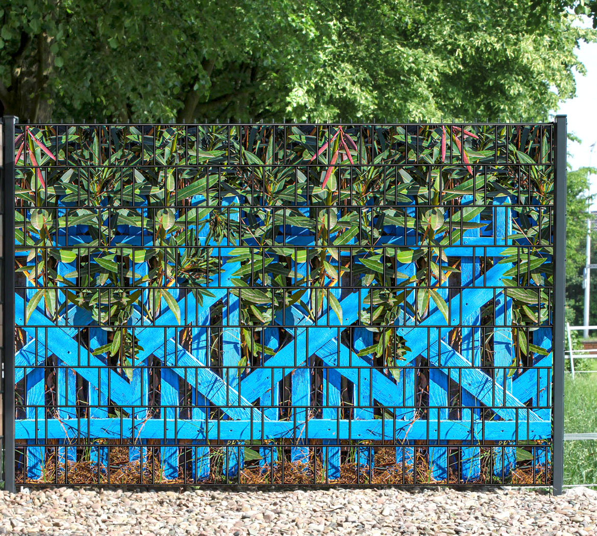 Vogelhaus 1 – Bedruckter Sichtschutzstreifen für Doppelstabmattenzaun | Wetterfest & UV-beständig