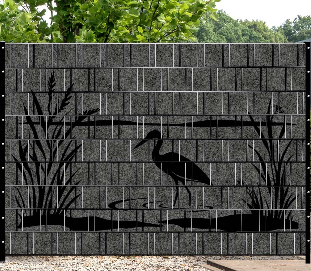 Florenz tuinscherm ooievaar motief melange grijs
