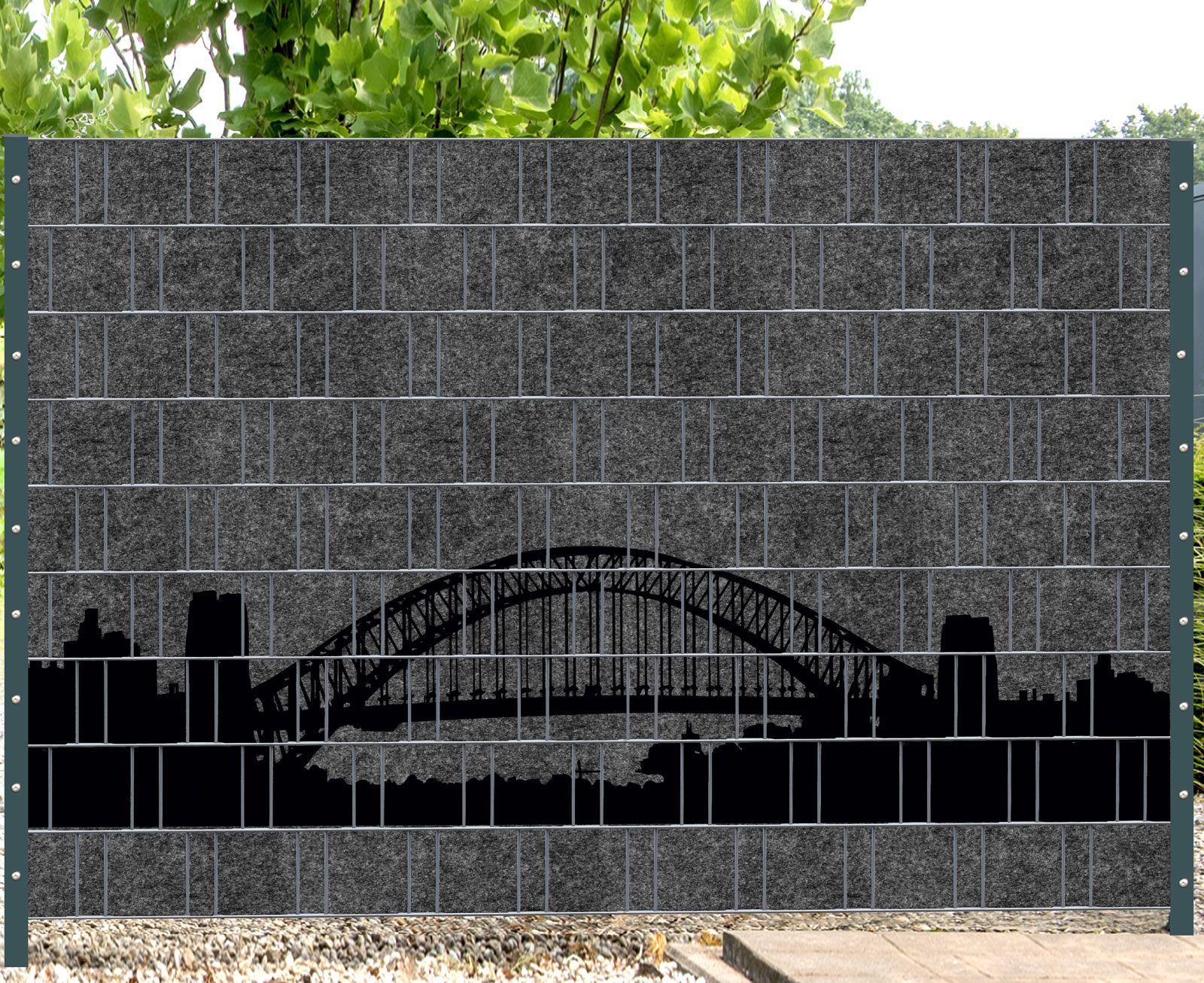 1156-col-001-Florenz-City-2 Florenz City 2 - Melange mit schwarzen Motivdruck - Sichtschutzfolie PES