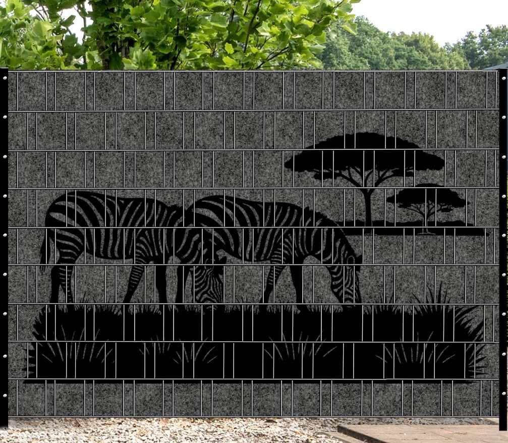 Zebra tuinafscheiding met Afrika savanne motiefdruk