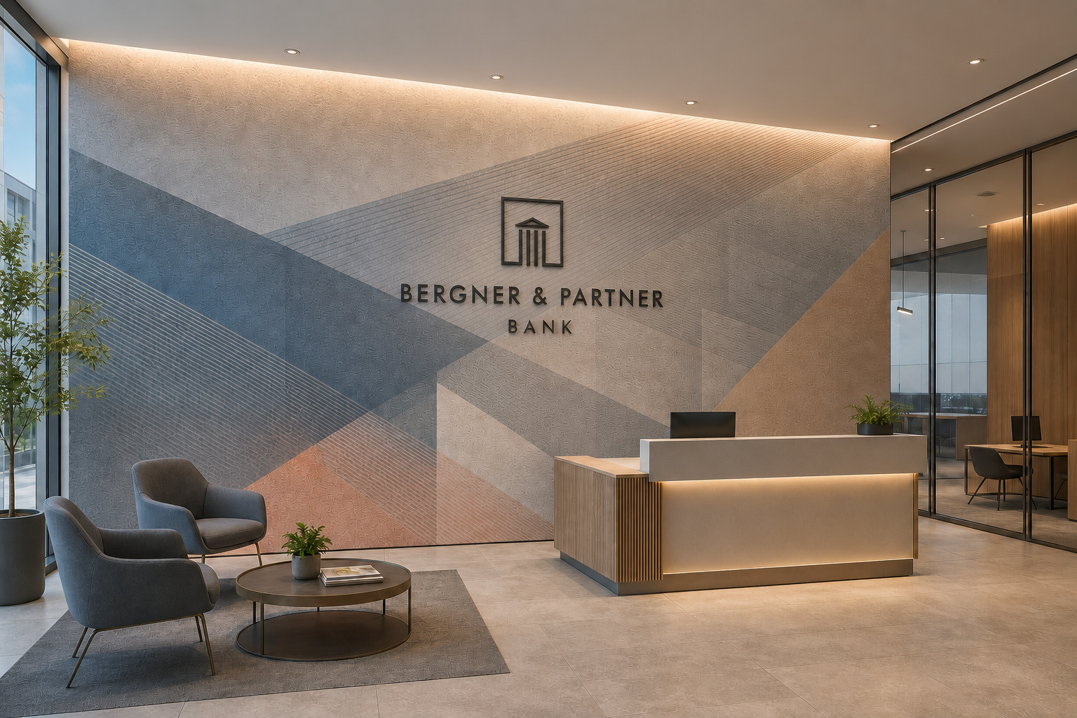 Gestaltete Wandfläche in einer Bank