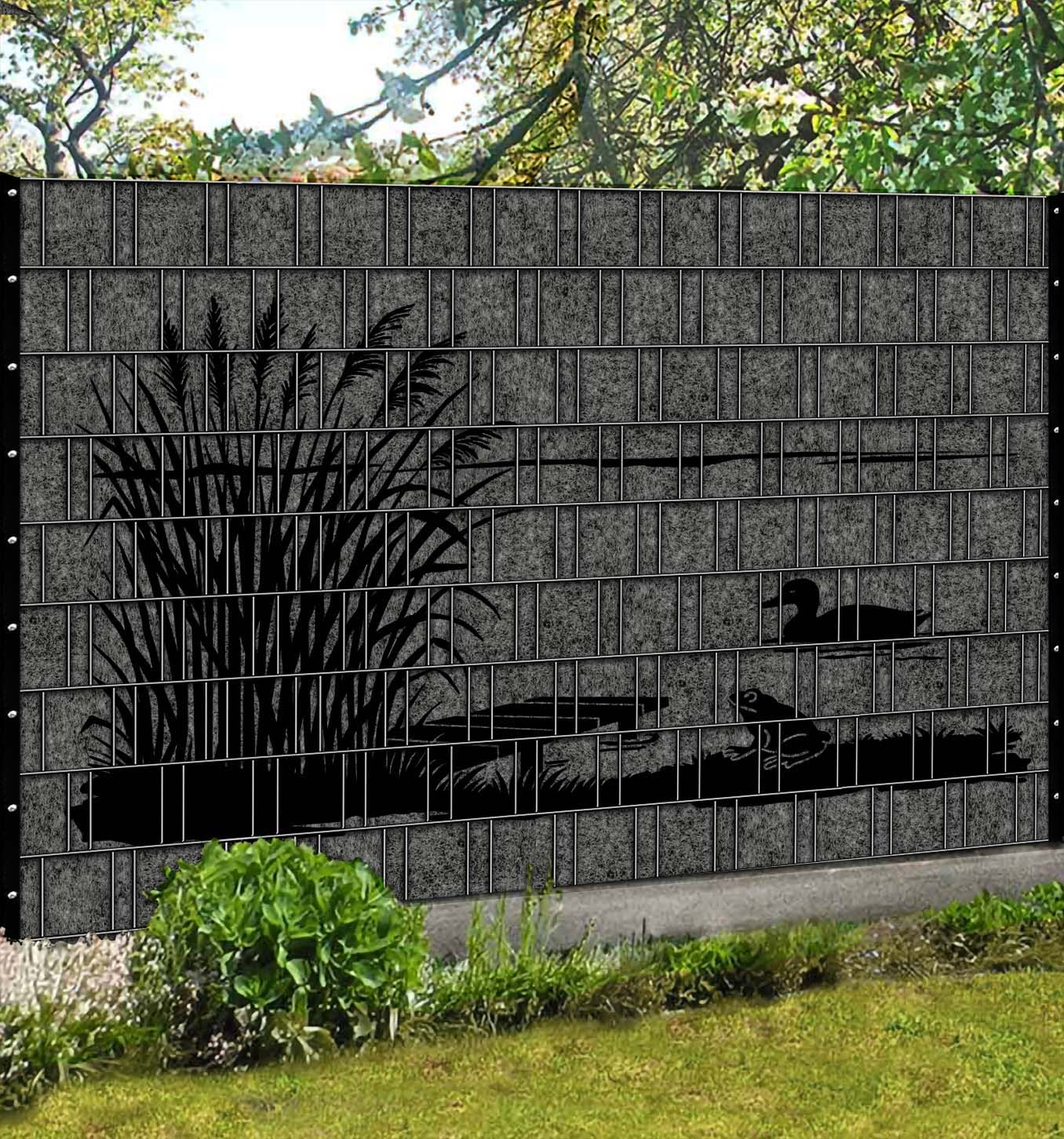 frosch-ente-florenz-grau-melange-sichtschutzzaun