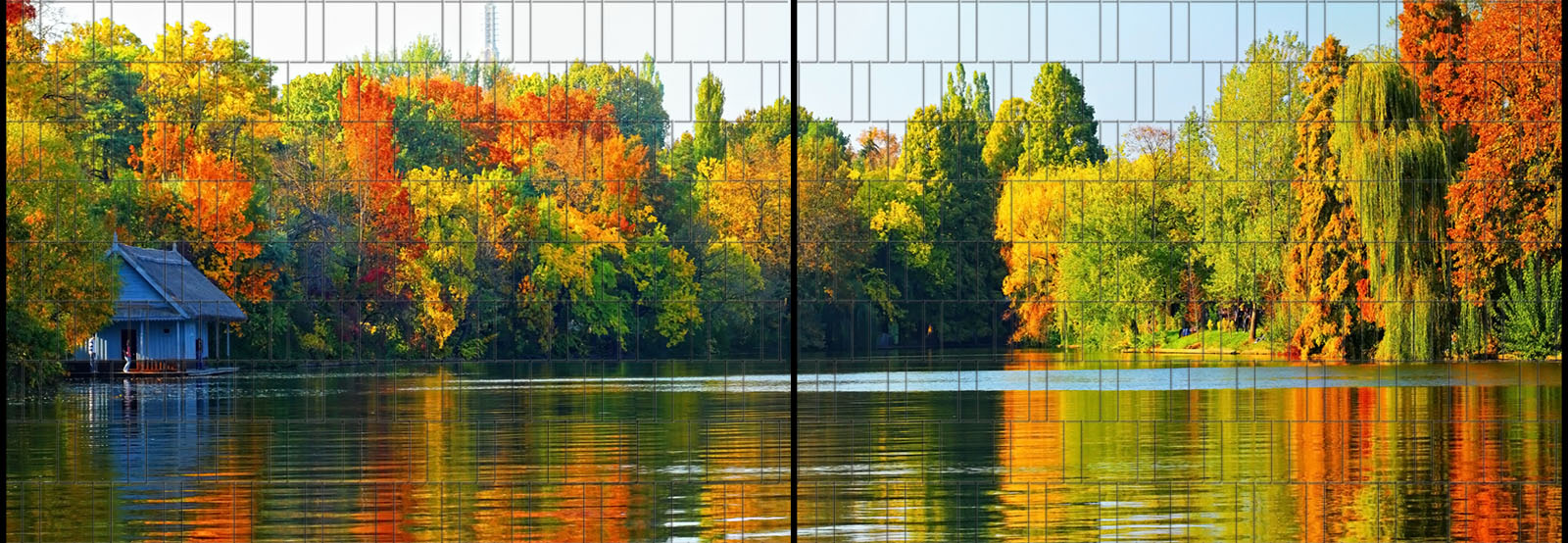 Blätterwald Panorama XL bedruckte Sichtschutzstreifen für Doppelstabmattenzaun 