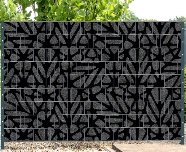 Florenz Grid - Melange mit schwarzen Motivdruck