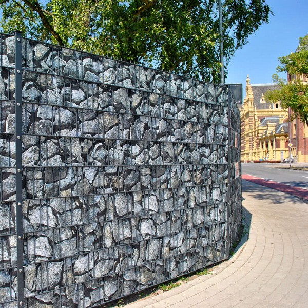 Bruchstein • Sichtschutz Doppelstabmatten Zaun Windschutz Steinmotiv Motivdruck 