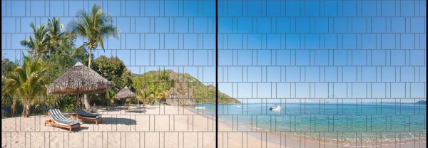 Sandstrand - Panorama XL bedruckte Sichtschutzstreifen für Doppelstabmattenzaun
